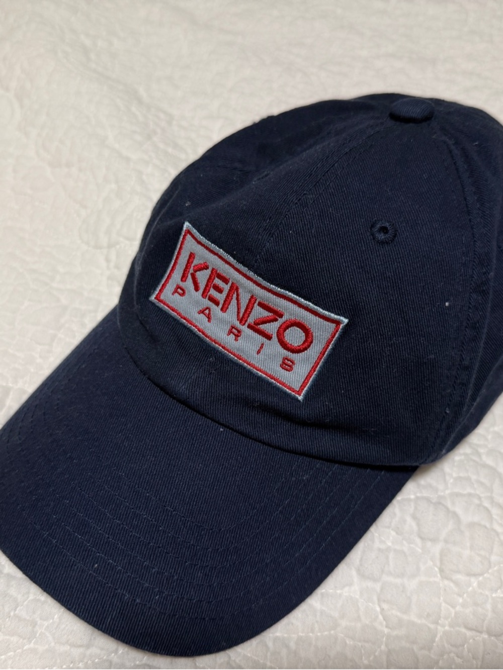 Kenzo Navy Baseball Cap with Red Logo Patch